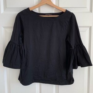 Banana Republic Ruffle 3/4 Sleeve Top - Black